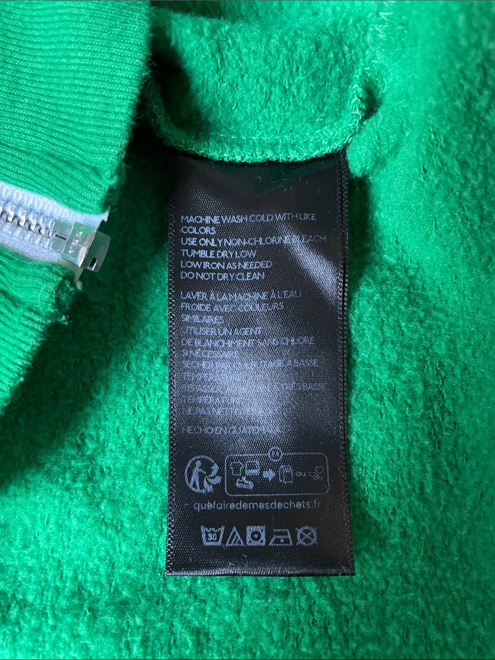 Urban Outfitters Bright Green Zip Hoodie with White Accents - Picture 4 of 4